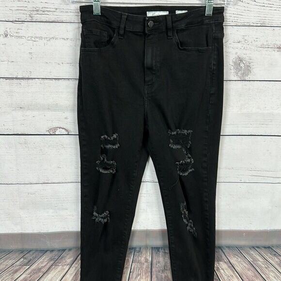 Kancan Jeans Womens 29 Black Ultra high Rise Skinny Signature Distressed Modern - Picture 4 of 12